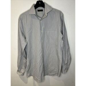 Joseph Abboud Button Up Shirt Mens 15.5  34/35 Blue Check‎ Long Sleeve Egyptian